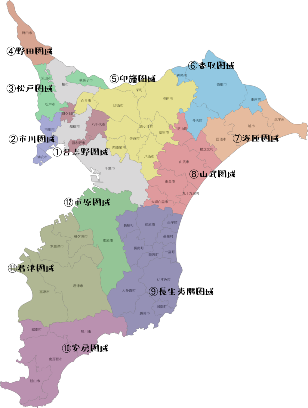 千葉県GHワーカー圏域図